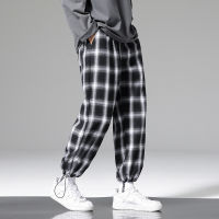 【cw】Summer Plaid Pants Men Fashion Loose Hip Hop Casual Trousers Korean Male Harem Pant All-match Confortable Joggers Streerwear