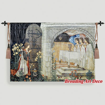 The Achievement II Medieval Tapestry Wall Hanging William Morris Holy Grail Tapestries Jacquard Weave Gobelin Art Deco 140x98cm