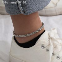 Stainless Steel Rope Chain Anklet For Women Simple Silver Color 3mm 4mm Bracelet on Leg Accessories Fashion Female Jewelry XC049