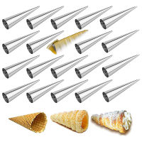 24PCS Stainless Steel Pastry Cream Horn Molds Conical Tube Cone Pastry Roll Horn Mould Kitchen Baking Coil Tool