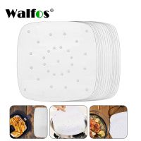 Walfos 100 Sheets Air Fryer Square Baking Paper Silicone Oil Paper For Buncake Paper Saucer Non-Stick Steaming Basket Mat