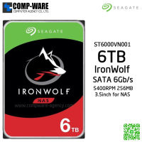 Seagate 6TB IronWolf NAS SATA 6Gb/s 5400RPM 256MB Cache 3.5-Inch Internal Hard Drive - ST6000VN001 - 3Y Warranty