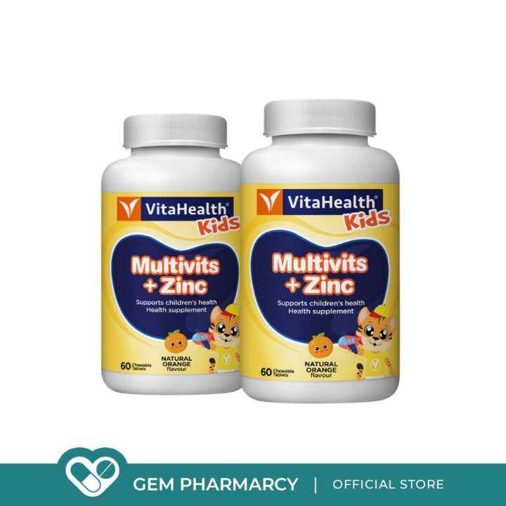 VitaHealth Kids Multivitamin + Zinc Chewable Tablets 60's [Twin Pack
