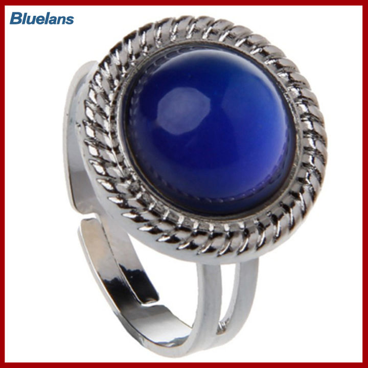 Bluelans®แหวนพลอยเทียมแฟชั่นสำหรับผู้หญิงปรับอุณหภูมิได้สีเปลี่ยนอารมณ์ของขวัญ