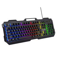 Mechanical Feel Gaming Keyboard Mouse Set Metal Iron Plate Floating Keycap USB Wired Colorful Luminous Keyboard for PC Gamer