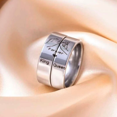 พร้อมส่ง🖤แหวนคู่ 2 วง KING & QUEEN แหวนแฟชั่น แหวนคู่รัก วาเลนไทน์ Valentine แหวนคู่รัก
