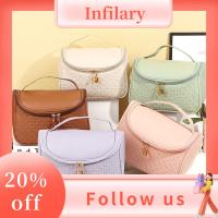 INFILARY กันน้ำความจุสูง Tas Kosmetik อเนกประสงค์สำหรับผู้หญิงกระเป๋าที่จัดเก็บหนัง PU จัดระเบียบเครื่องสำอาง