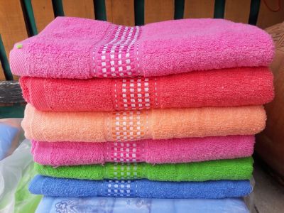 ผ้าเช็ดตัว ผ้าอาบน้ำ ผ้าขนหนู 28"X56"- คละสี 6 ผืน