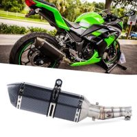 FOR Kawasaki Z250 Z300 Ninja 300 2013-2017 Ninja 250R 08-12 Exhaust System Slip On Muffler Middle Pipe Escape Slip-On Exhaust Haberdashery