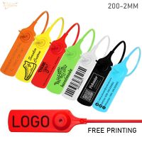 100Pcs Custom Clothing Hang Tags Personalized Plastic Security Seals Logo Print Off Garment Shoe Clothes Label White 200mm Labels
