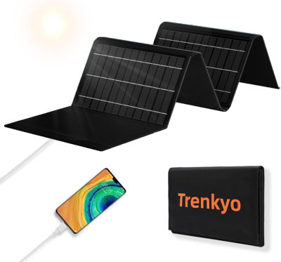Trenkyo 30W Portable Solar Panels, Foldable Solar Panel Battery Charger for Portable Power Station Generator, Ipad, Laptop, 2 USB 3.0 Ports Output, Portable Solar Panels for Camping