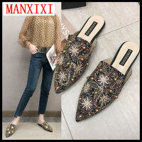 Manxixi ยี่ห้อเวอร์ชั่นเกาหลีรองเท้าแตะแฟชั่นล่อรองเท้ามุกสวย Inlay รองเท้าแตะสำหรับผู้หญิง (35-39 ขนาด)