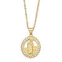 Small San Judas Tadeo Necklace Cubic Zirconia Gold Plated Jewelry Religious Jewelry Gift for Her saint jude thaddeus b007 b012 Fashion Chain Necklaces