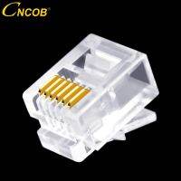 【Worth-Buy】 CNCOB 100Pcs Cat3 RJ11 6P6C Modular Plug 6สายเสียงโทรศัพท์สาย,RJ12 CNC หัว,6-Core ชิปทองแดง