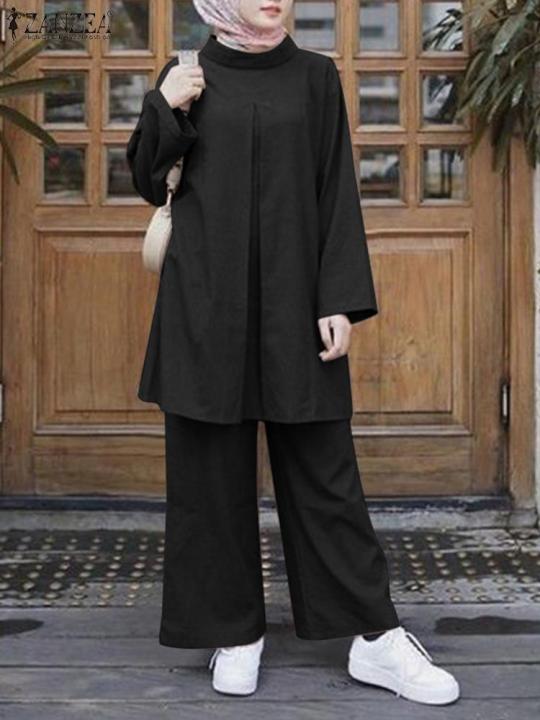 zanzea-ฤดูใบไม้ร่วงผู้หญิงเสื้อแขนยาวกางเกงหลวมหรูหรามุสลิมชุดสูทวินเทจสาเหตุวอร์มขนาดใหญ่-isamic-เสื้อผ้า
