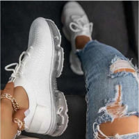 Women Breathable Mesh Sneaker  Woman Lace Up Vulcanized Ladies Comfortable Womens Casual Flat Female Sports Shoes Plus Size