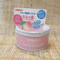 แป้งฝุ่นสำหรับเด็ก  Pigeon Baby Powder (Peach), (125 g) มีส่วนผสมจากพีช ลดผดผื่น  นำเข้าญี่ปุ่น