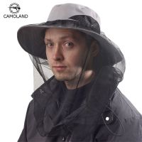 CAMOLAND Summer Gauze Anti-Mosquito Hat Sunscreen Outdoor Bucket Hat For Men Quick-Drying Fisherman Hat Hiking Sunshade Hat