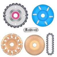 5Pcs Wood Grinding Wheel Set For 4In Or 4-1/2In Angle Grinder Grinder Wheel Shaping Disc Attachment Wood Carving Disc Chain Disc