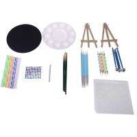 40pcsset Mandala Dotting Pen Handwork Tools for Rock Painting with Stencils Tripod Easel Brush Paint Tray