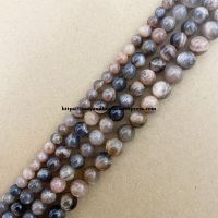 Semi-precious Stone Natural Opaque Darker Black Moonstone Round Loose Beads 15" Strand 6 8 10MM Pick Size For Jewelry Making Wires  Leads Adapters