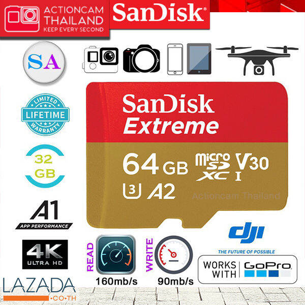 sandisk-micro-sd-card-extreme-64-gb-a2-รุ่นใหม่-sdxc-classu3-อ่าน-160mb-s-เขียน-60mb-s-sdsqxa2-064g-gn6mn-ไมโครเอสดีการ์ด-แซนดิส-เมมโมรี่-ใส่-แท็บเล็ต-โทรศัพท์-มือถือ-สมาร์ทโ