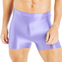 ผู้ชาย Shiny Glossy er กางเกงขาสั้น Smooth Yoga Bottoms กีฬาชุดว่ายน้ำกางเกง Leggings ยืดยาว ershorts Breathable Pantie