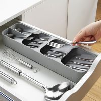 xixibeauty 1pc Multifunctional Knife And Fork Compartment Storage Box, Cutlery Spoon Box Knife And Fork Divider Organizer, Kitchen Drawer Storage Box Tray, 5.5inch/4.3inch