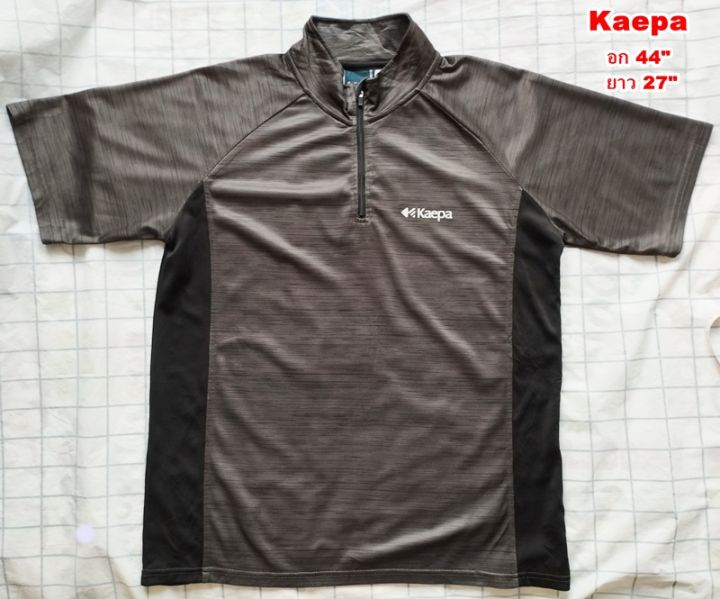 kaepa-เสื้อกีฬา-เสื้อโปโล-ผ้าแห้งไว-สีเทา-ดำ-ไซส์-l44-ของแท้-สภาพเหมือนใหม่