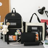 ❈☎ New suit backpack Korean style casual mother bag four-piece high school student large-capacity leisure schoolbag