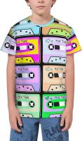 Colorful Music Tape Cassettes T- Shirt Short Novelty for Boys and Girl