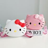 กระเป๋า Hello Kitty ซิลิโคนกระเป๋าสะพายไหล่การ์ตูนน่ารักขนาดเล็กกันน้ำกระเป๋าใส่เหรียญ Crossbody Hello Kitty น่ารักสำหรับกระเป๋าเป้สะพายของเด็ก