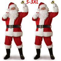เครื่องแต่งกายซานตาคลอสคอสเพลย์คริสต์มาสผู้ชาย5ชิ้น/ล็อตชุดแฟนสีสำหรับสุนัขสำหรับผู้ใหญ่เสื้อผ้าแฟนซีซานตาคลอส