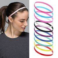 5PCs Women Men Yoga Hair Bands Sports Headband Girls Sport Anti-slip Elastic Rubber Sweatband Football Running Candy Color Exercise Bands