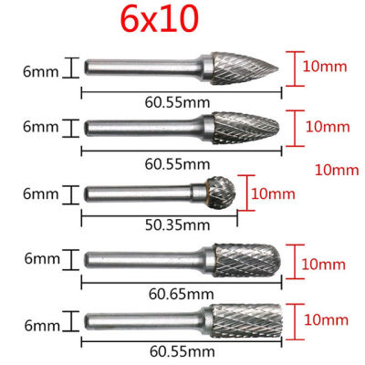 【Worth-Buy】 เครื่องตัดเหล็กเจาะทังสเตนก้าน5ชิ้น/เซ็ต6มม. Urann เครื่องการเจียรแกะสลักหัวโลหะโรตารีคาร์ไบด์ Cnc เครื่องมือแกะสลัก Dremel