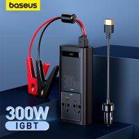 Baseus อินเวอร์เตอร์รถยนต์300วัตต์ DC 12โวลต์เพื่อ AC 220โวลต์ประเภท-C USB อย่างรวดเร็วชาร์จเพียวไซน์เวฟสหภาพยุโรปซ็อกเก็ตสำหรับกลางแจ้งฉุกเฉินไฟฟ้า