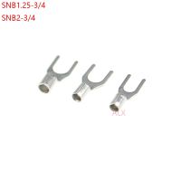 【YF】∈  100PCS SNB1.25-3/4 SNB2-3/4 spade Furcate naked Terminals Cable Wire Fork Type non-insulated Crimp terminal