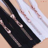 ✇✵❍ 5 Pcs 5 Rose Gold Pretty Zippers 40/60/80cm Open-end Auto Lock Zippers Special Teeth Resin Zippers Coat Jacket Accessories