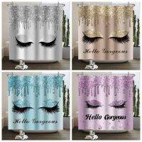 Hello Gorgeous Unicorn Eyelash Shower Curtain Sets Get Naked Luxury Diamond Glitter Eyeshadow Fashion Girly Women Bathroom Decor