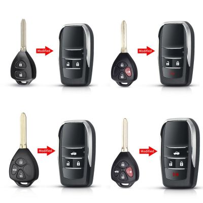 ดัดแปลงเคสกุญแจรีโมตรถยนต์2/3/4ปุ่มแบบฝาพับฝาครอบที่ห้อยกุญแจซองใส่กุญแจรถยนต์สำหรับ Toyota | สำหรับ Yaris | สำหรับ Camry