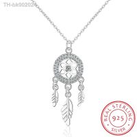 ❣ 925 Sterling Silver Dreamcatcher feather Charm Necklace Pendant Silver Dream Catcher Pendant Statement Choker Necklace GTLX487