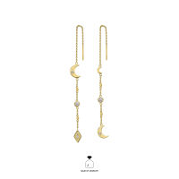 Haus of Jewelry - SELENE CHAIN EARRINGS ต่างหูเงินแท้ ประดับเพชรคิวบิกเซอร์โคเนีย (Cubic Zirconia)