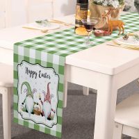 Easter Table Runner Rabbit Easter Eggs Bunny Tail Tabletop Decor Easter Decorations For Home Linen Tablecloth Spring Decor