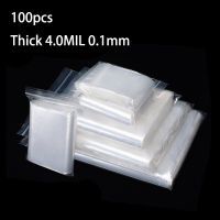 100pcs Thick 4.0MIL 0.1mm Clear Zip Lock Ziplock Storage Bags Heavy-Duty Transparent Plastic Zip Package Reclosable Poly Bag Food Storage Dispensers