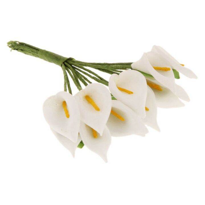 12pcs-mini-calla-artificial-flower-bouquet-wedding-decoration-diy-wreath-gift-white