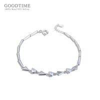 Trendy Bracelet Pure S925 Sterling Silver Charm Bracelet Triangle Arrow Shaped Zircon Bracelet Wedding Gift For Women Girl