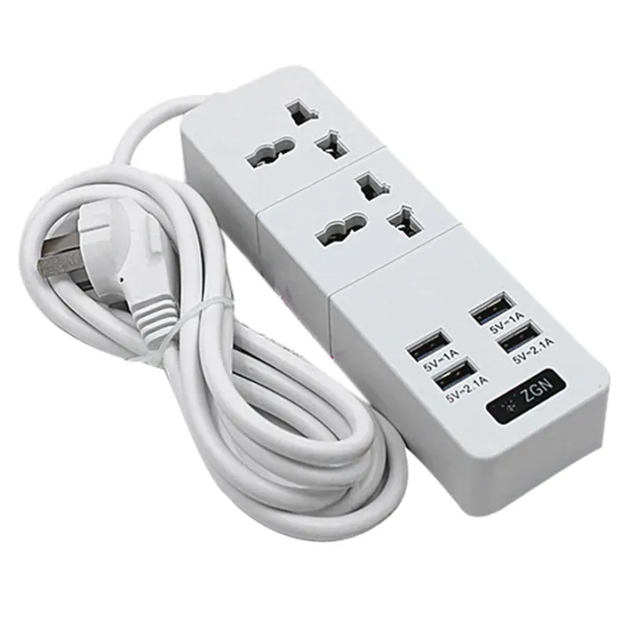 Power Strip Surge Protector With 4 USB And 2 Outlets Ports 2500W 10A 6. ...