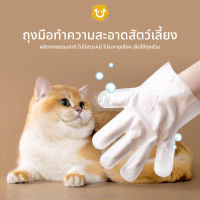 ถุงมือทำความสะอาดสัตว์เลี้ยง 6pcs ทิชชู่เปียกสัตว์เลี้ยง ถุงมือสัตว์เลี้ยงแบบใช้แล้วทิ้ง ถุงมืออาบน้ำแมว