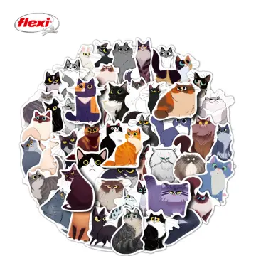 50 Pcs cute cat stickers, funny cat emoticons, graffiti stickers
