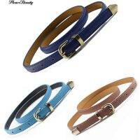 ☺♡ ผู้หญิงทั้งหมดจับคู่เข็มขัดหนังผอมหนัง Faux Buckle แคบ